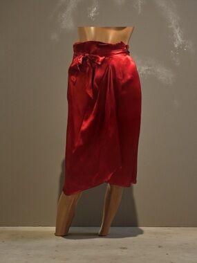 Creole Italy red silk wrap skirt size 42